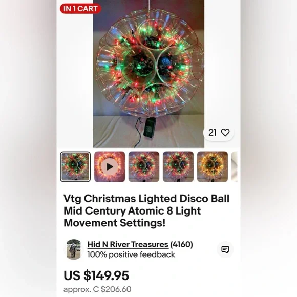 Vtg Christmas Disco light Ball - Picture 6 of 6
